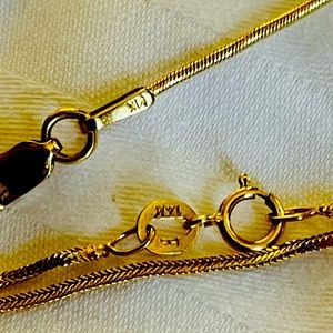 2 14k necklaces stamp tested 14k